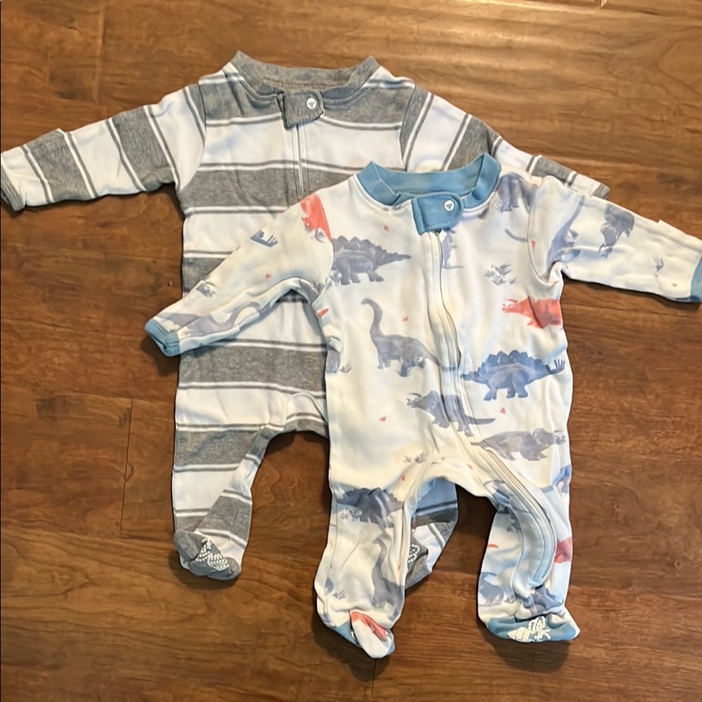 Burt’s bees Striped and Dinosaur Print Kids One Pieces